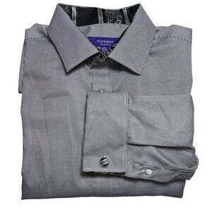 Statement Confidence Mens Black White‎ Striped Button Down Dress Shirt - XXL